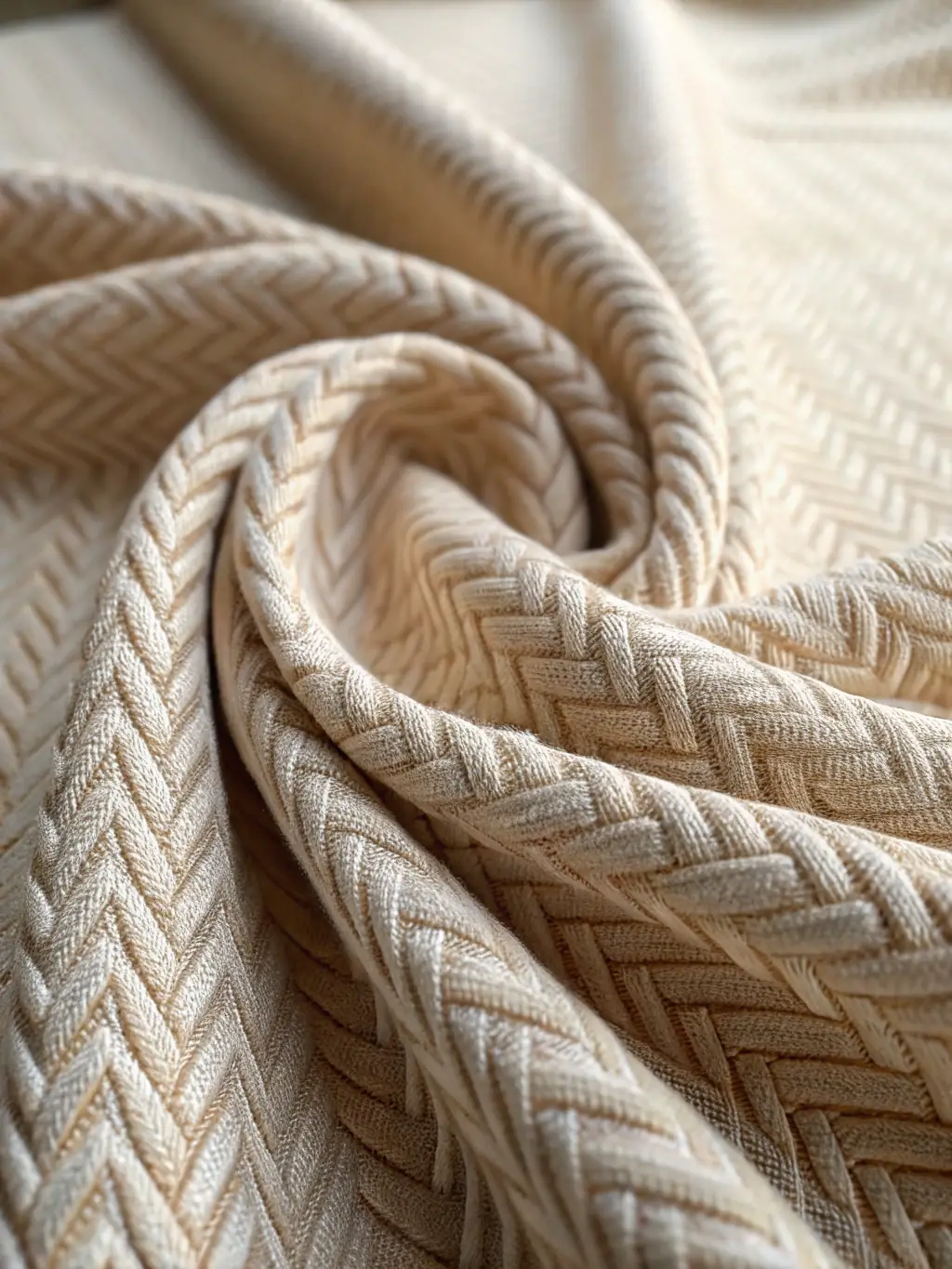 Detailed image of the unique fabric used in the Artisan Threads collection, emphasizing its texture, weave, and quality. The fabric is a blend of natural fibers and advanced materials, showcasing its durability and comfort.